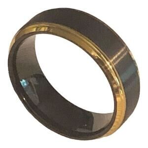 New Black and Gold Tungsten Wedding Band Ring Unisex Jewelry‎ size 9